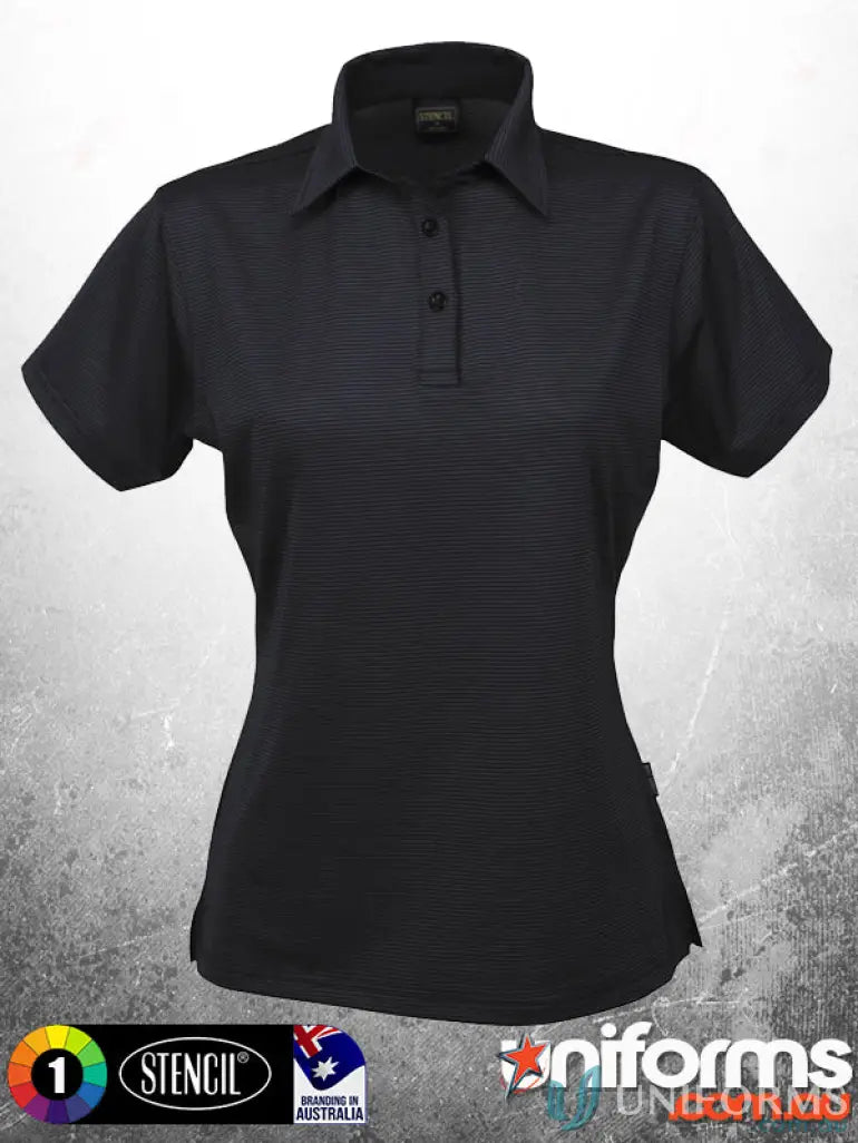 Black womens KENNARDS Ladies SilverTech Polo made with high performance polyester fabric