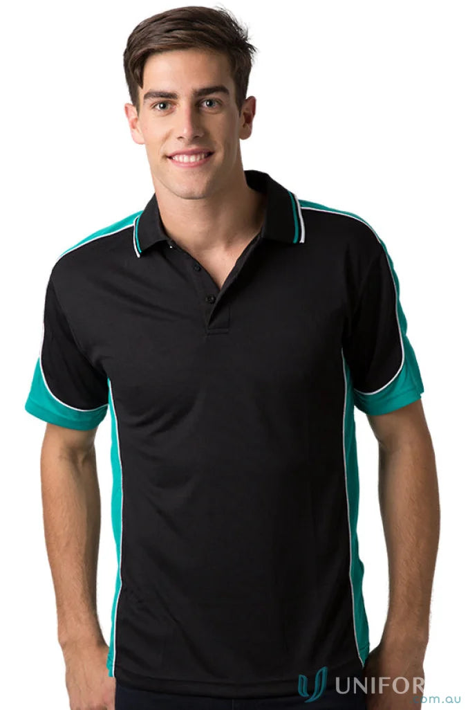 Kids Auburn Polo with cooldry moisture management technology in black and teal colors