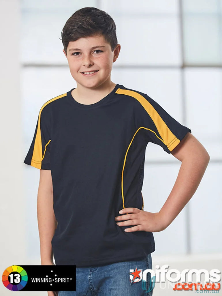 Kids Legend Tee boys navy and gold athletic t-shirt perfect for school uniforms or workwear