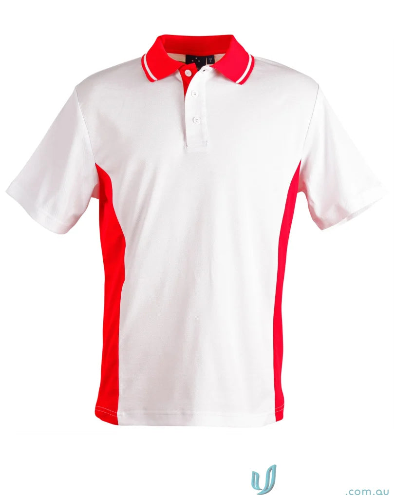 Kids Team Mate Polo ps73k with white and red design, perfect for kids style