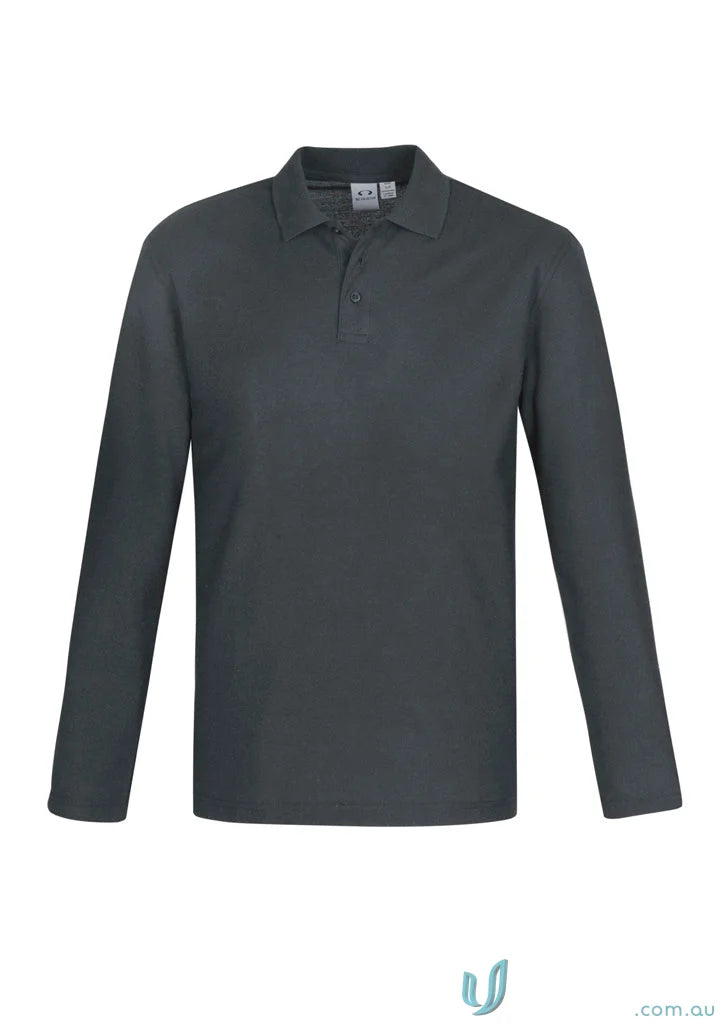 Krue LS Polo gray long-sleeved men’s crew long with twin needle sleeve details