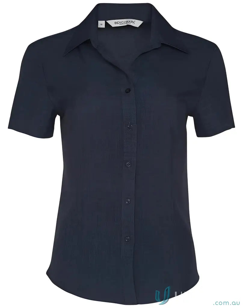 Navy blue short-sleeved Winning Spirit Ladies CoolDry Health Shirt perfect for staying cool