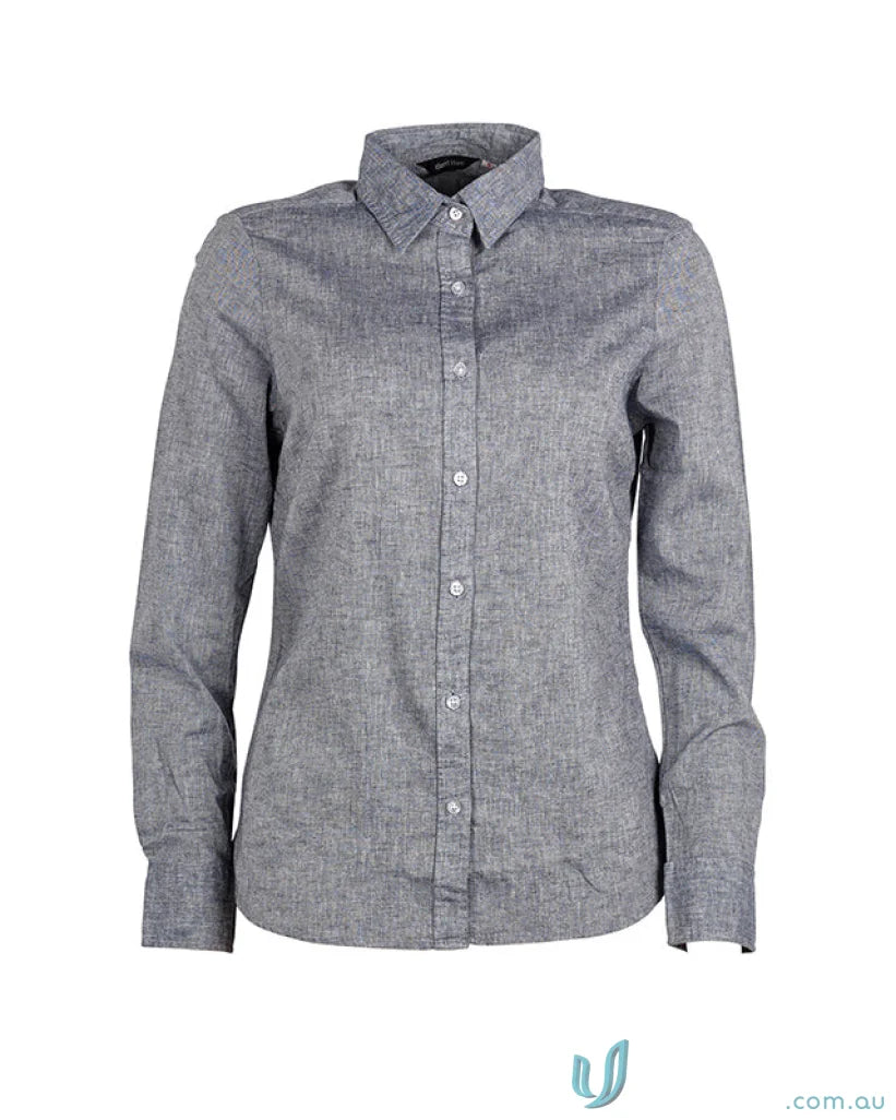 Ladies Floyd gray long sleeve linen cotton shirt for stylish casual looks