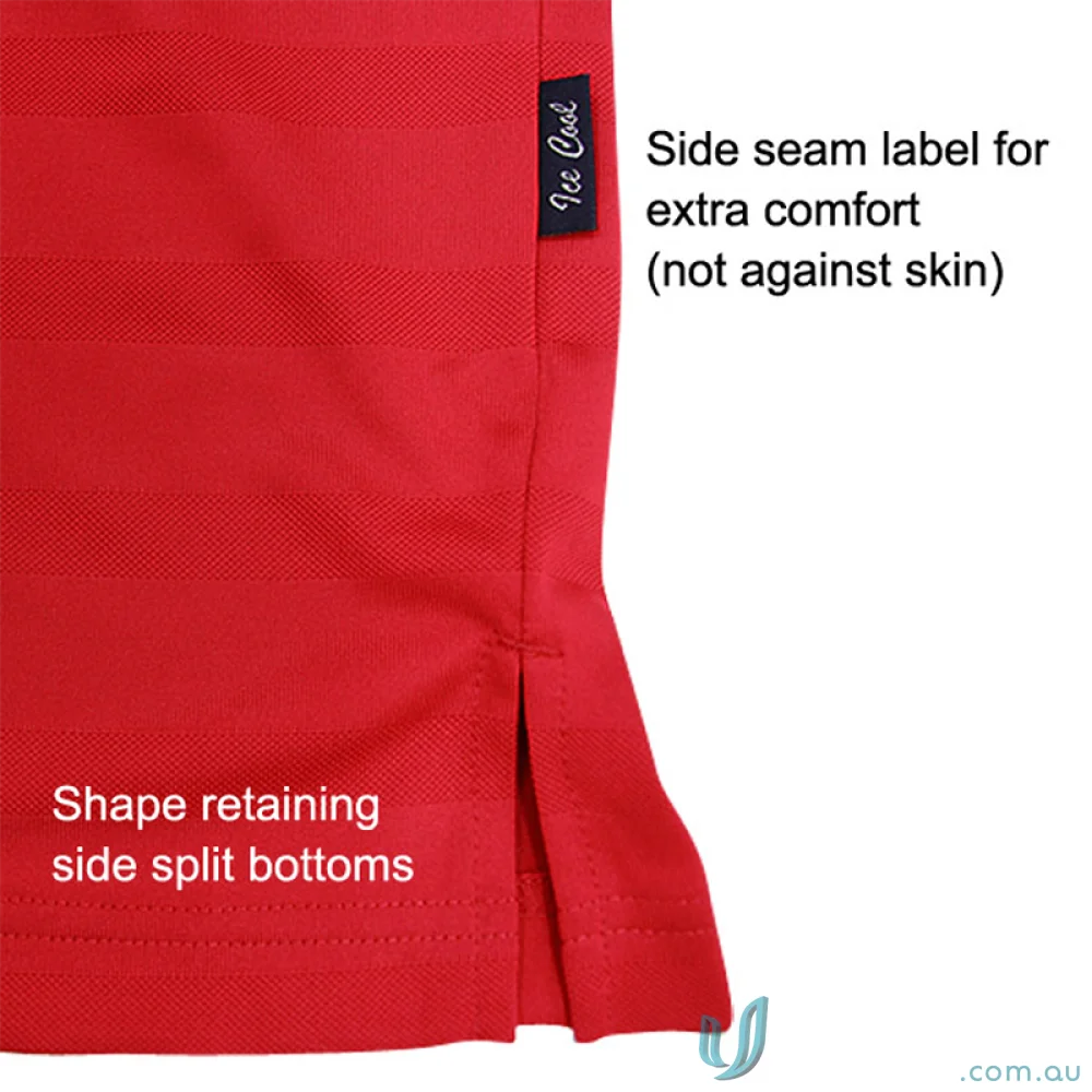 Red polo shirt detail from Ladies Ice Cool Polo perfect for uniforms and workwear
