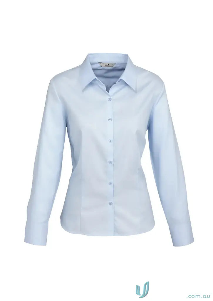 Light blue womens luxe long sleeve premium cotton shirt from Ladies Luxe Premium Cotton LS Shirt