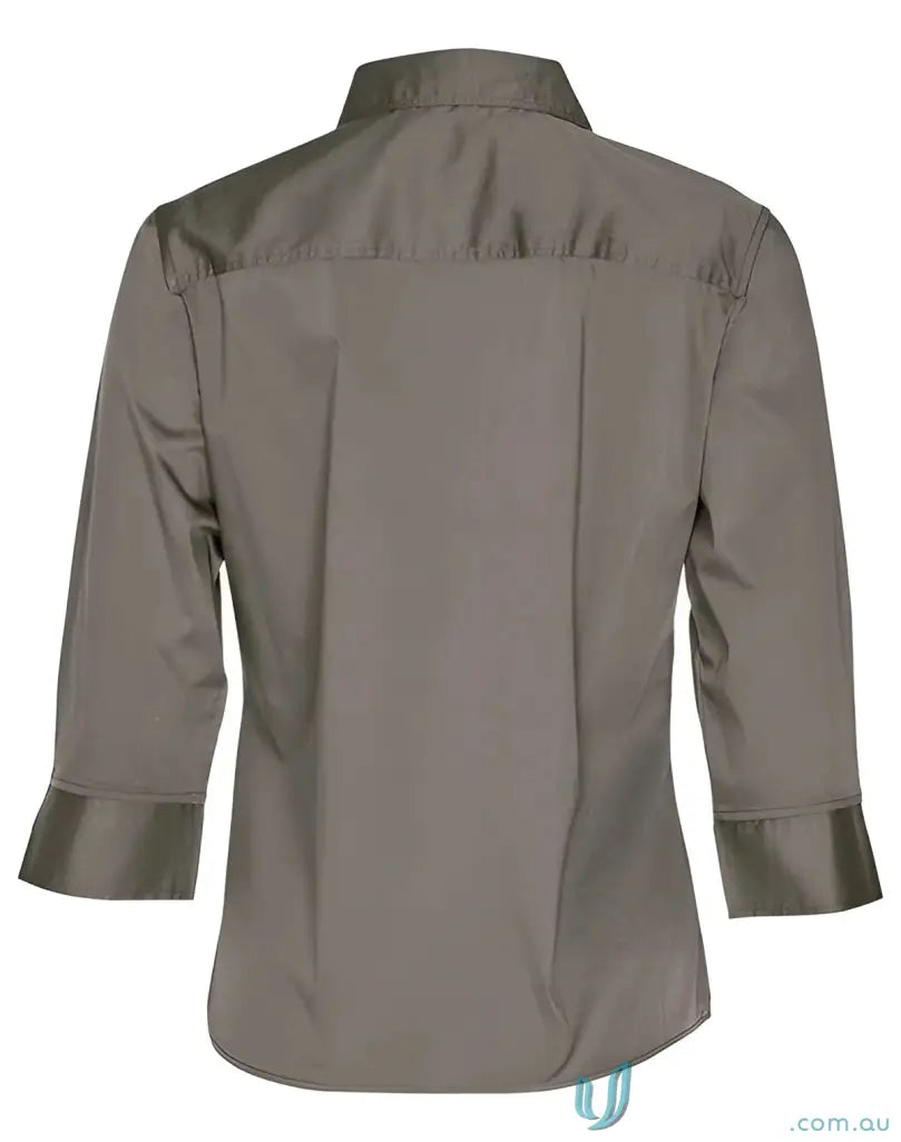 Gray three-quarter sleeve blouse for Ladies Military 3Q Shirt, perfect for spirit ladies 3qtr style