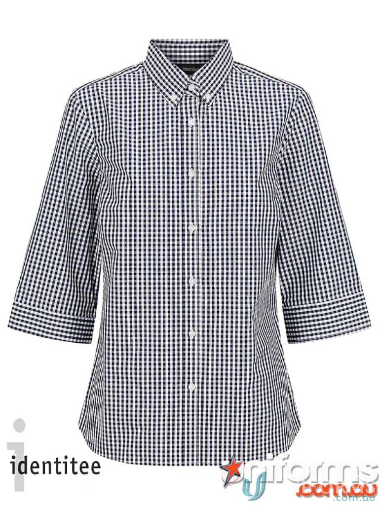 Ladies Miller Gingham 3Q Check Shirt in stylish gingham 3Q check fabric