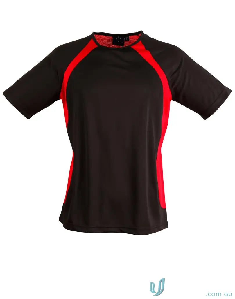 Black and red Sprint Tee athletic shirt, perfect for workout work uniforms or active uniforms