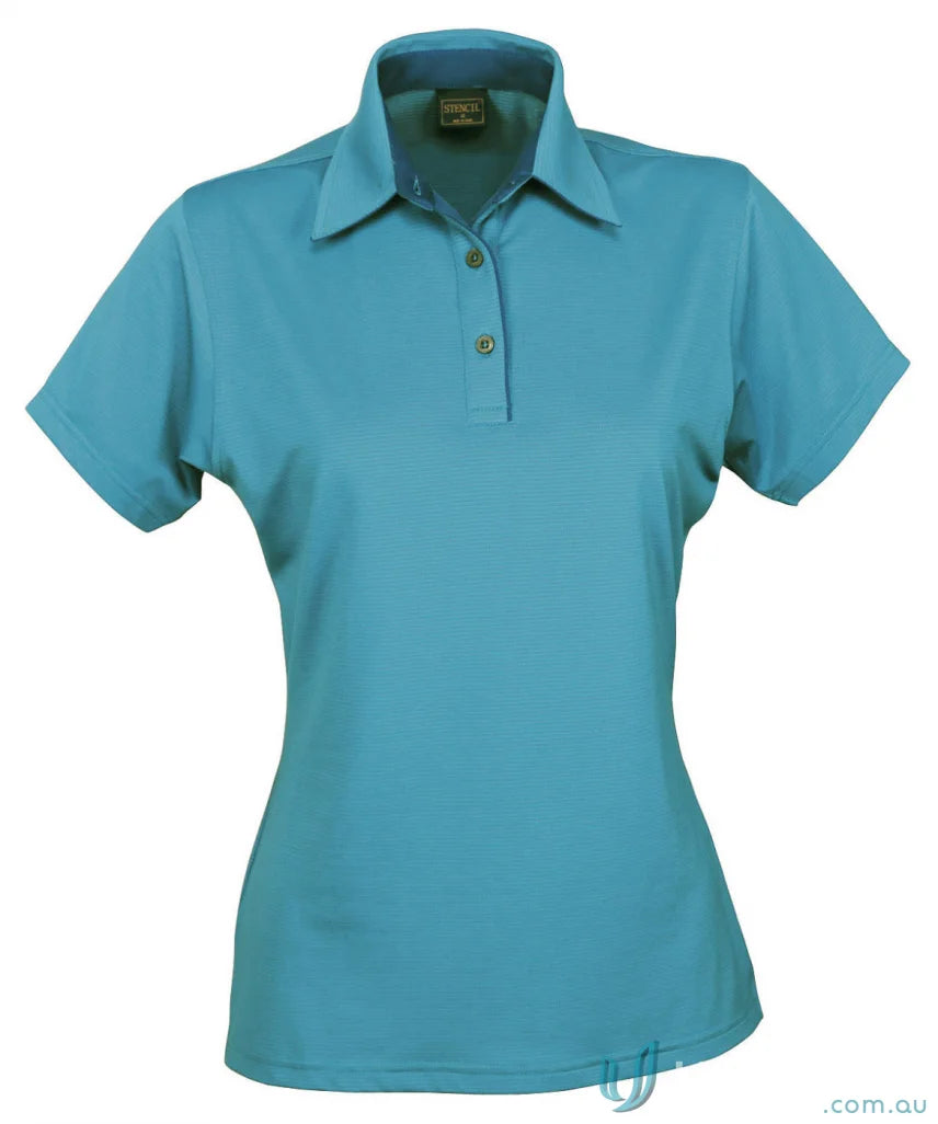 Turquoise womens Polo shirt made with nano-scale silver technology and performance fabric yarn-treated for cool dry® comfort