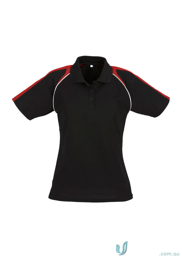 Ladies Triton Polo with red white accents made of biz cool™ polyester, short sleeve style
