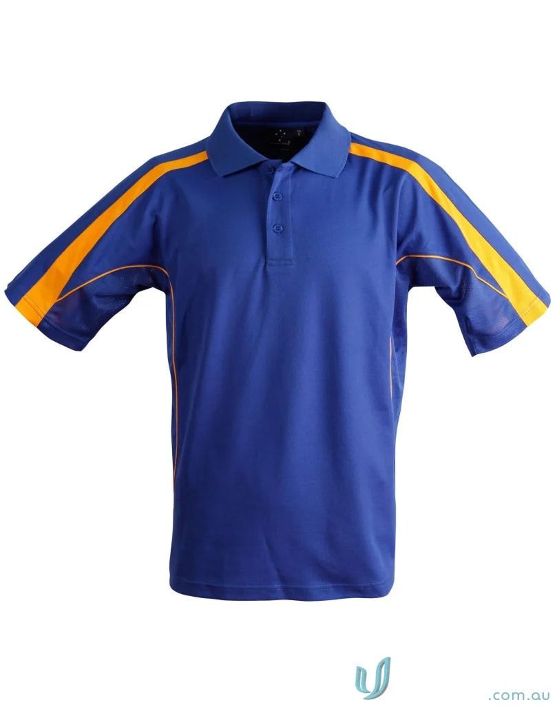 Blue and gold PS53 Legend Mens Truedry short sleeve polo shirt for men