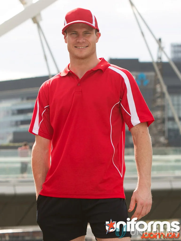 Red and white Legend Polo short sleeve polo with matching cap for Legend Mens Truedry ps53