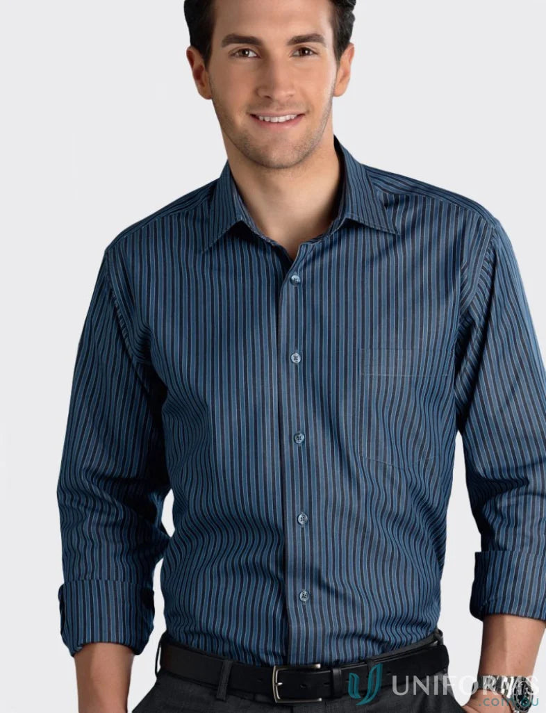 Mens LS Bold Stripe Shirt 442-jk keval mens long sleeve casual shirt