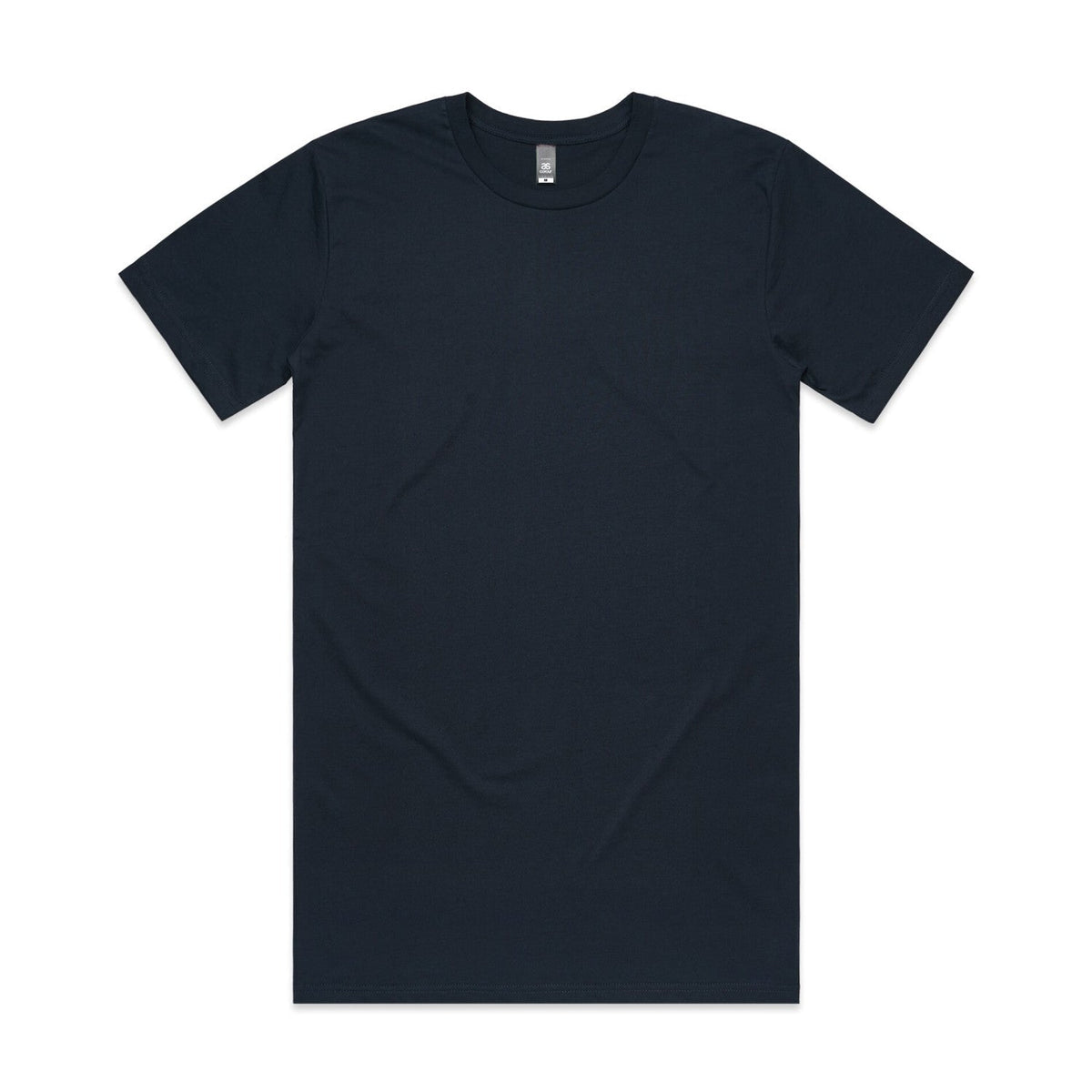 Black crew neck t-shirt with short sleeves and a ribbed neckline, made of cotton.