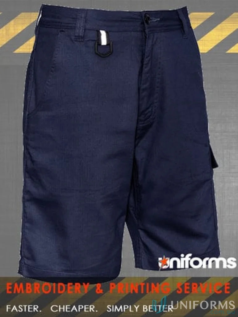 Navy blue SYZMIK mens rugged cooling vented shorts zs505 vented for work comfort