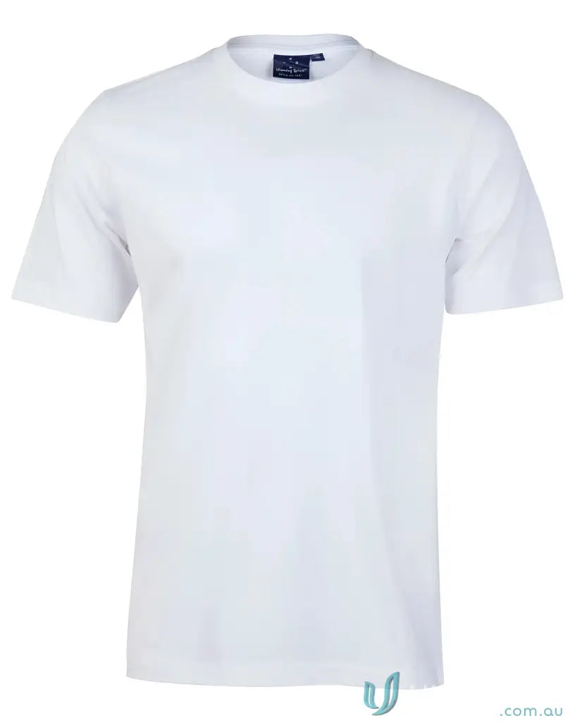 White short-sleeved T-shirt made of combed cotton from MOQ25 Printed YOUTH Tee, perfect for uniforms or workwear