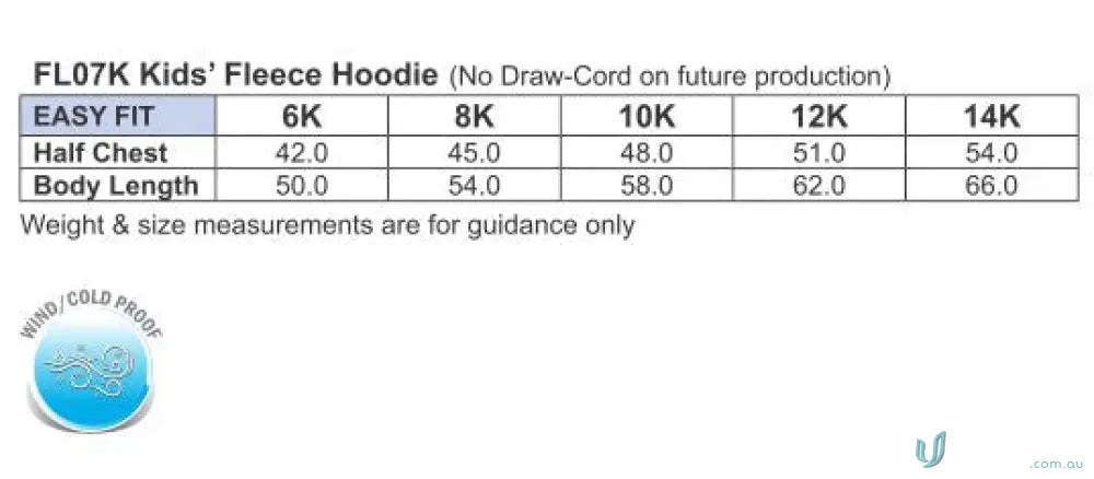 Kids fleece hoodie size chart for MOQ500 Printed YOUTH Hoodie, perfect for uniforms and workwear