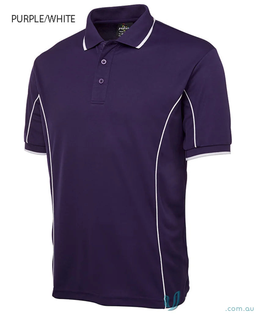 Purple and white JBs Podium Piping Polo shirt in podium cooling fabric, piping short sleeve
