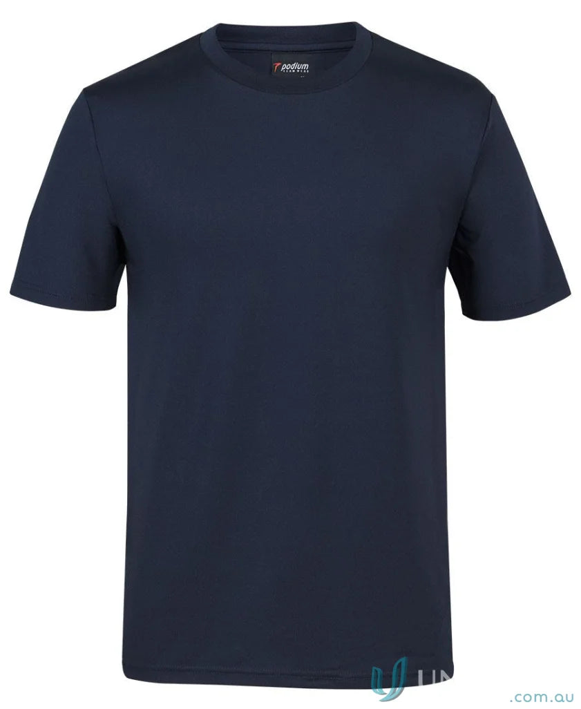 Navy blue Podium Stretch Tee with Podium Cool™ moisture-wicking fabric for comfort