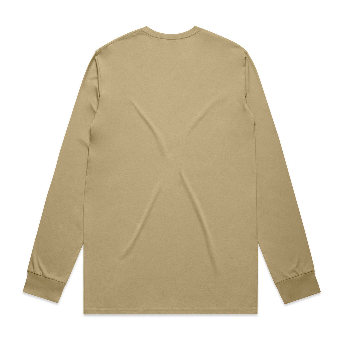 Beige long-sleeved t-shirt with a relaxed fit and ribbed cuffs.