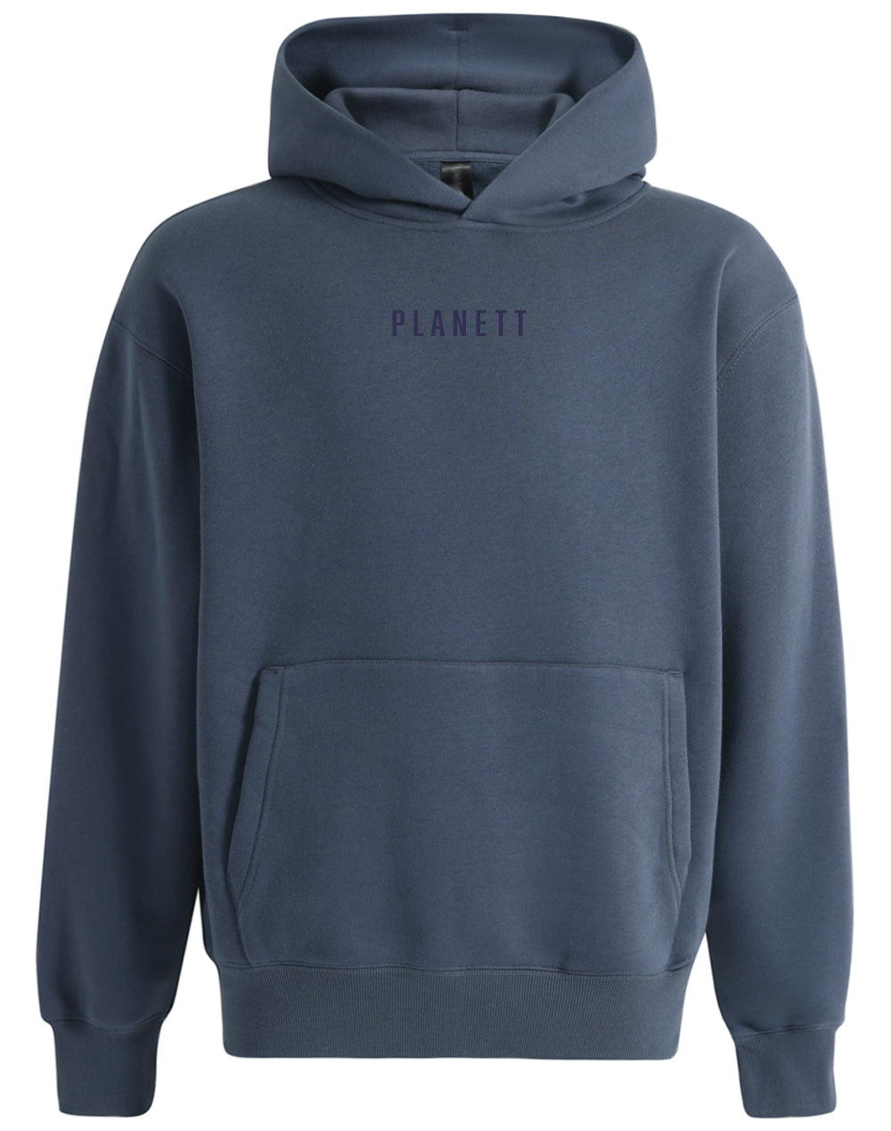 Premium oversized slate hoodie in navy blue with subtle embroidered logo and ribbed cuffs perfect for work uniforms and workwear