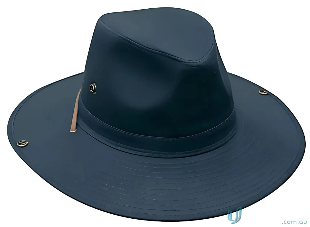 Dark blue safari cotton twill hat with wide brim, perfect for summer adventures