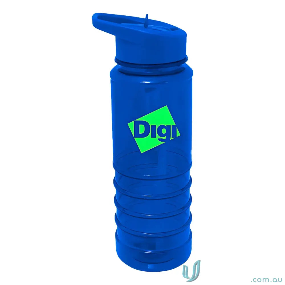 Blue plastic water bottle San Clemente 740ml Tritan with built-in straw