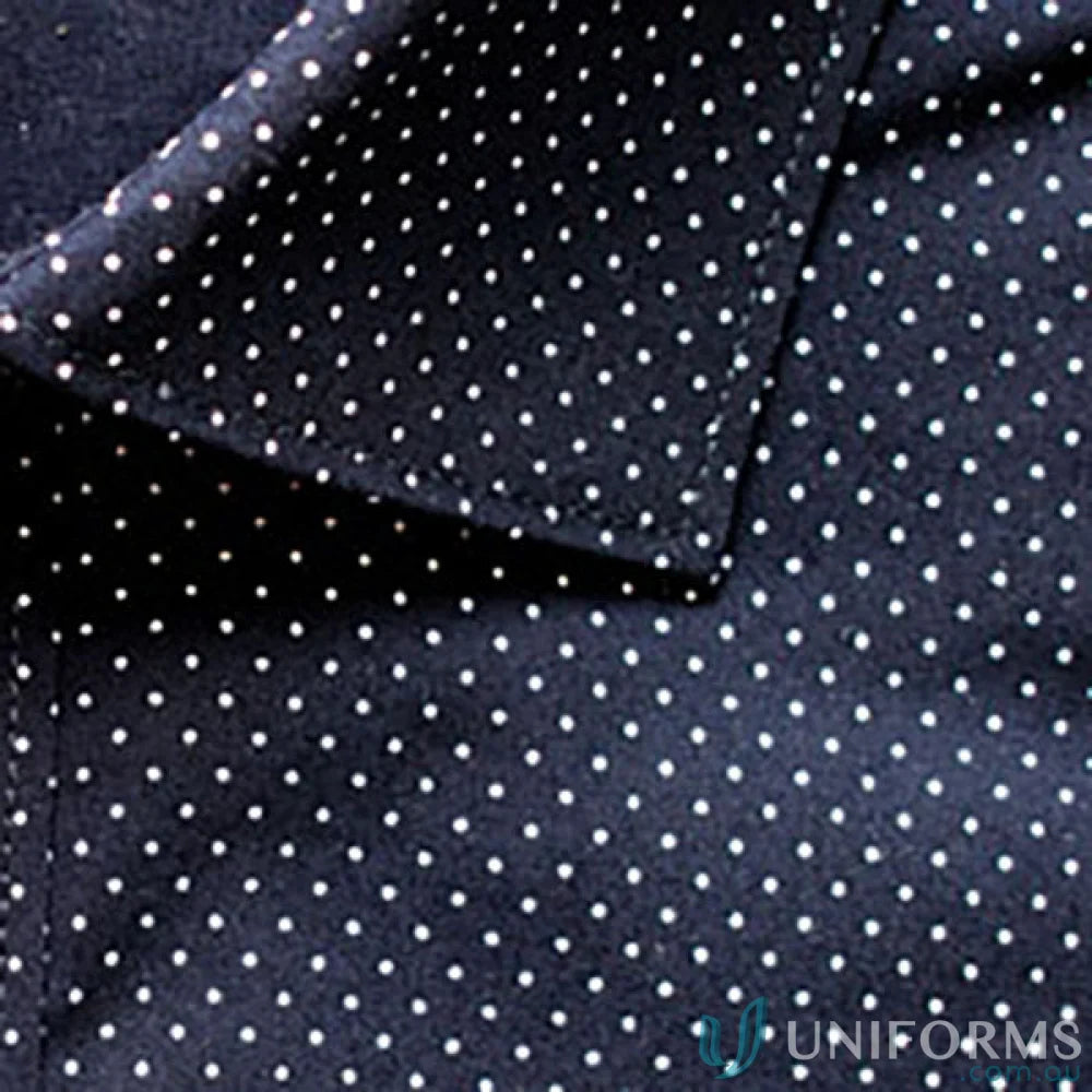 Dark blue SOHO Dot Print LS Shirt with silk protein finish and visible collar