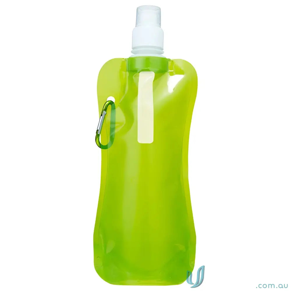 Green Sorento 500ml collapsible water pouch with carabiner clip for easy carrying