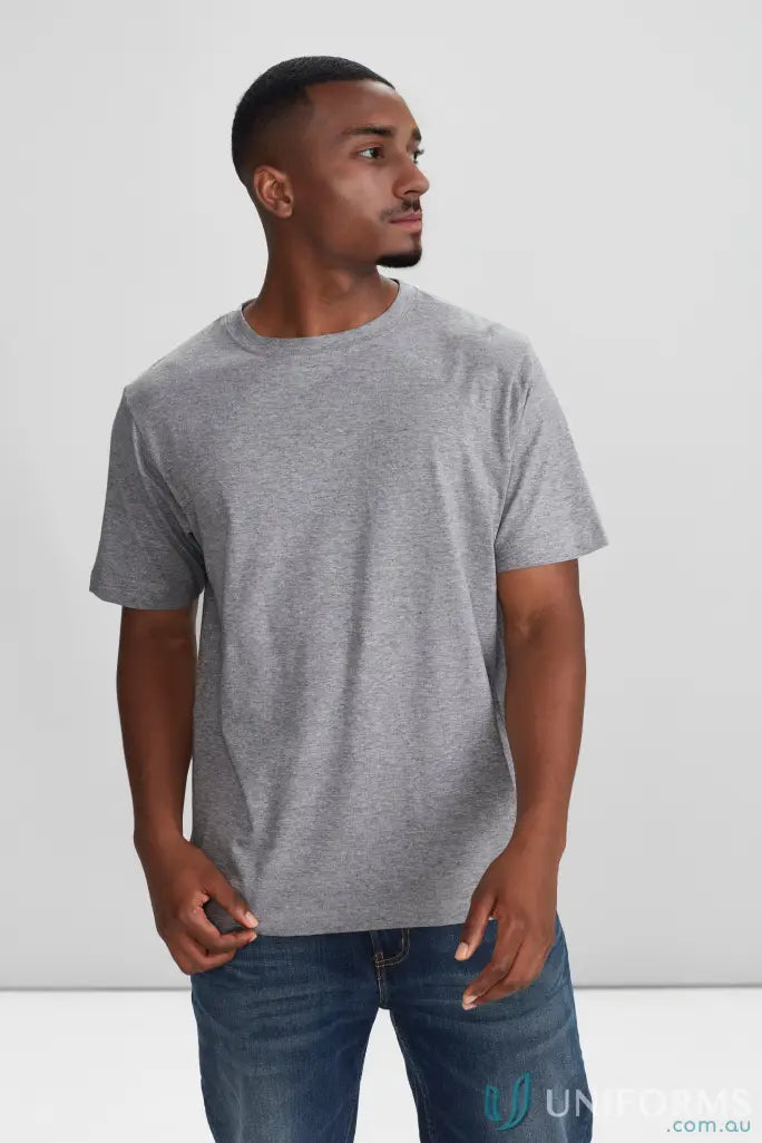 Man in Southport Tee ice short sleeve crewneck with twin needle sleeve from Biz Collection Mens Ice