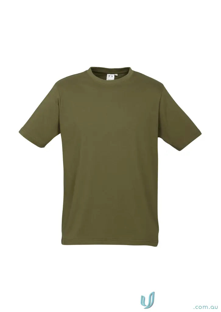 Southport Tee in olive green with twin needle sleeve, perfect for biz collection mens ice short sleeve style
