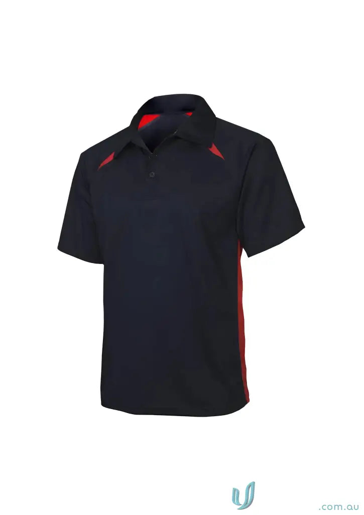 Mens navy blue splice polo shirt with red accents from Collection Splice Polo Biz Collection Splice
