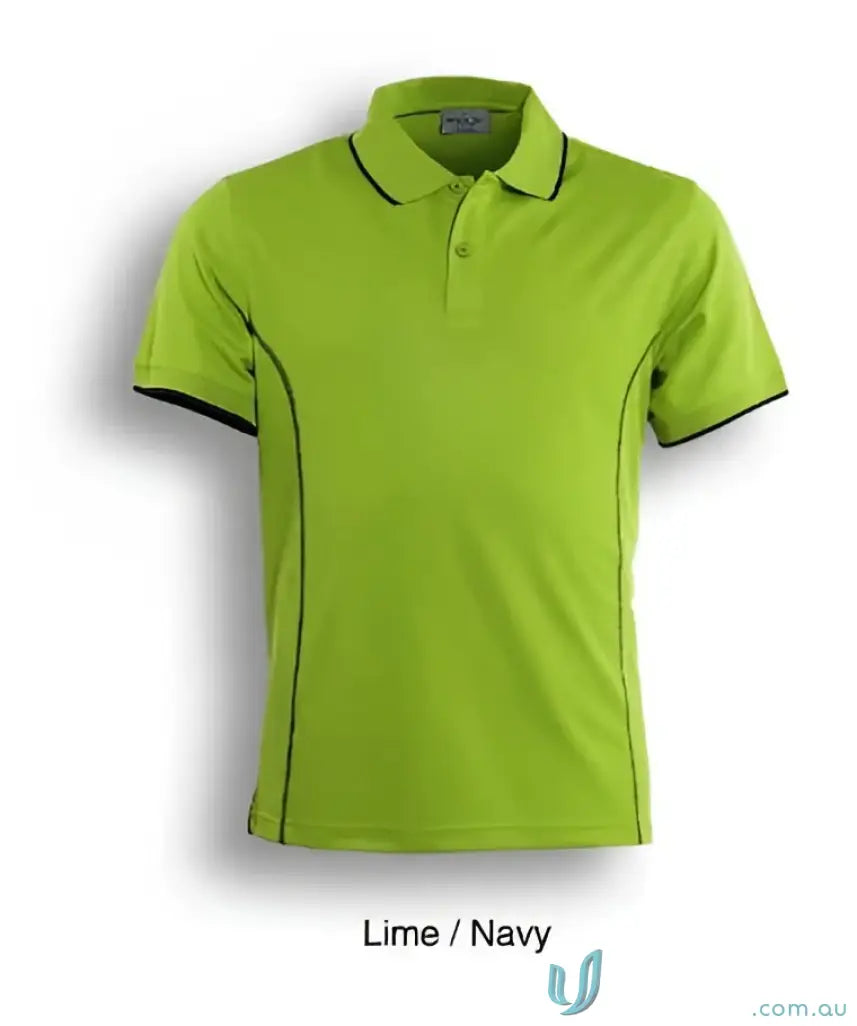 Bocini CP0910 Stitch Polo - Large Sizes in Lime/Navy
