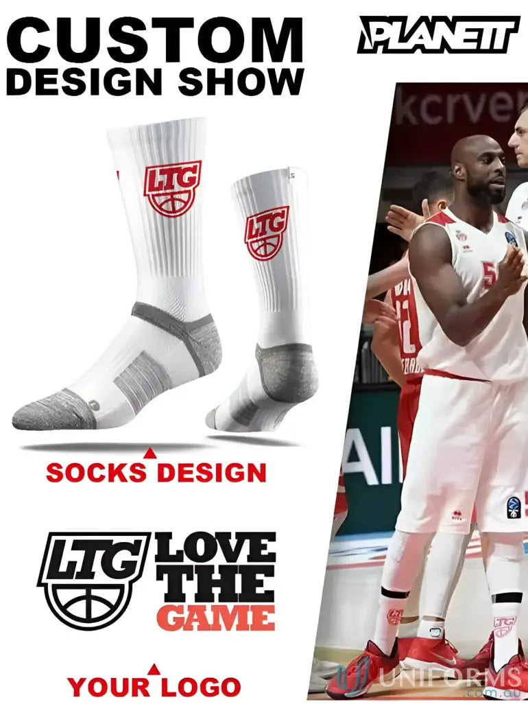 Basketball Socks Advertisement for Custom Sports Socks from Sublimated Sports Socks