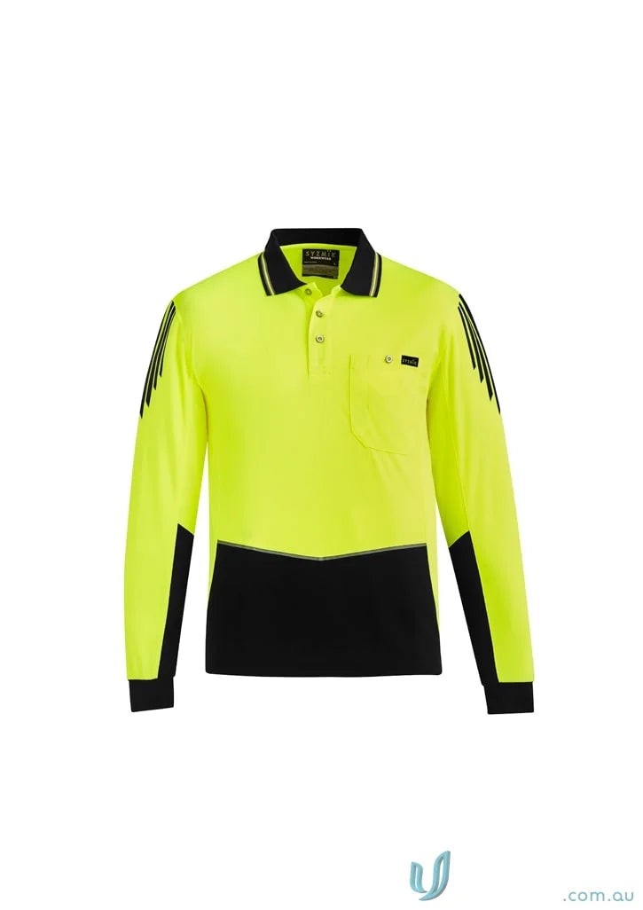 Syzmic Men’s Flux Long Sleeve HiVis Flux LS Polo Shirt ZH310 for work safety