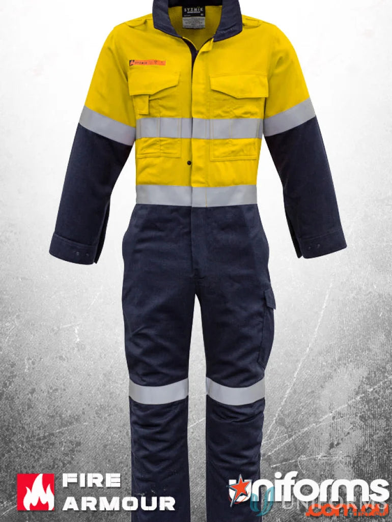 Two-tone work coverall with reflective stripes from Syzmics mens orange Hoop Taped ZC525 for all-day comfort