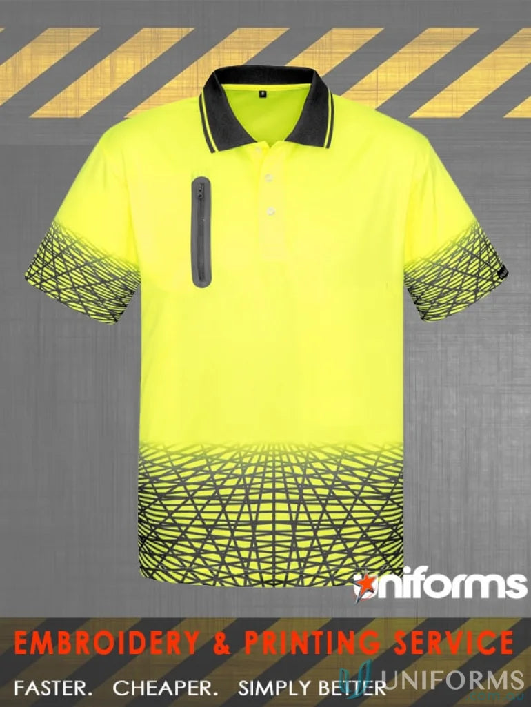 High-vis High-Visibility Work Polo Shirt from Syzmik Mens Short Sleeve Polo Zh300