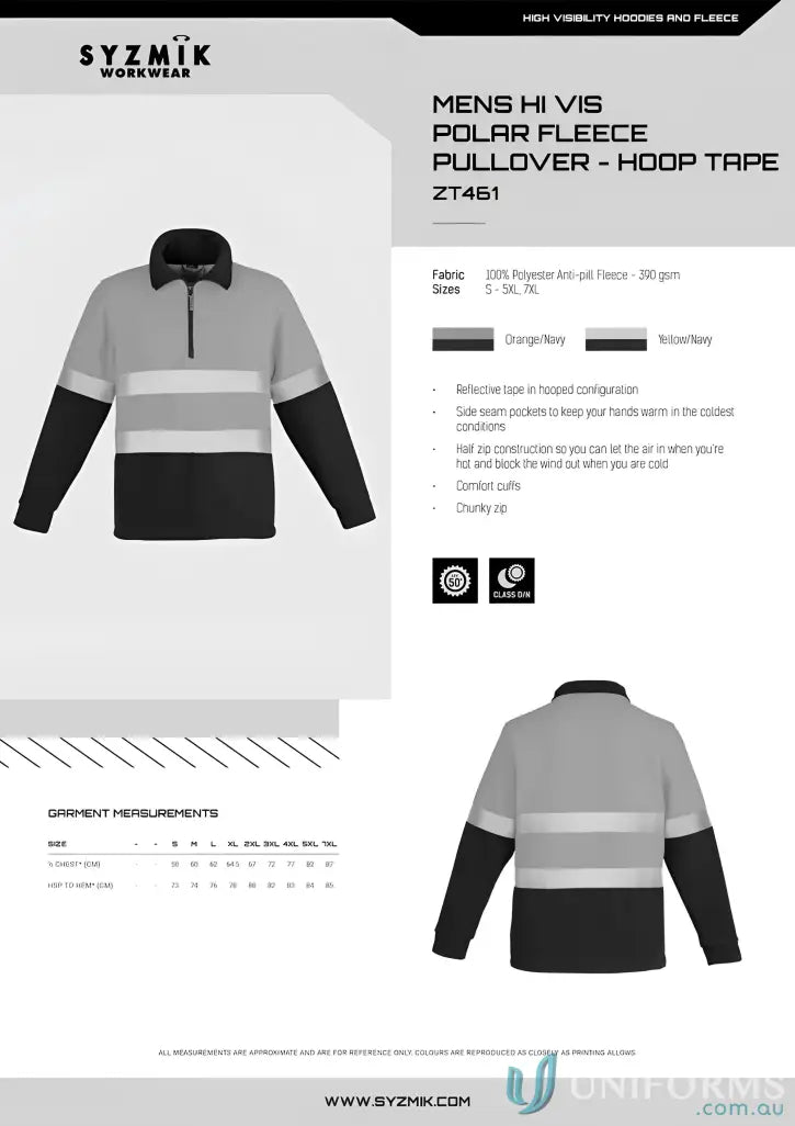 Mens hi-vis night fleece jumper hooped from Syzmik Day Night series for visibility