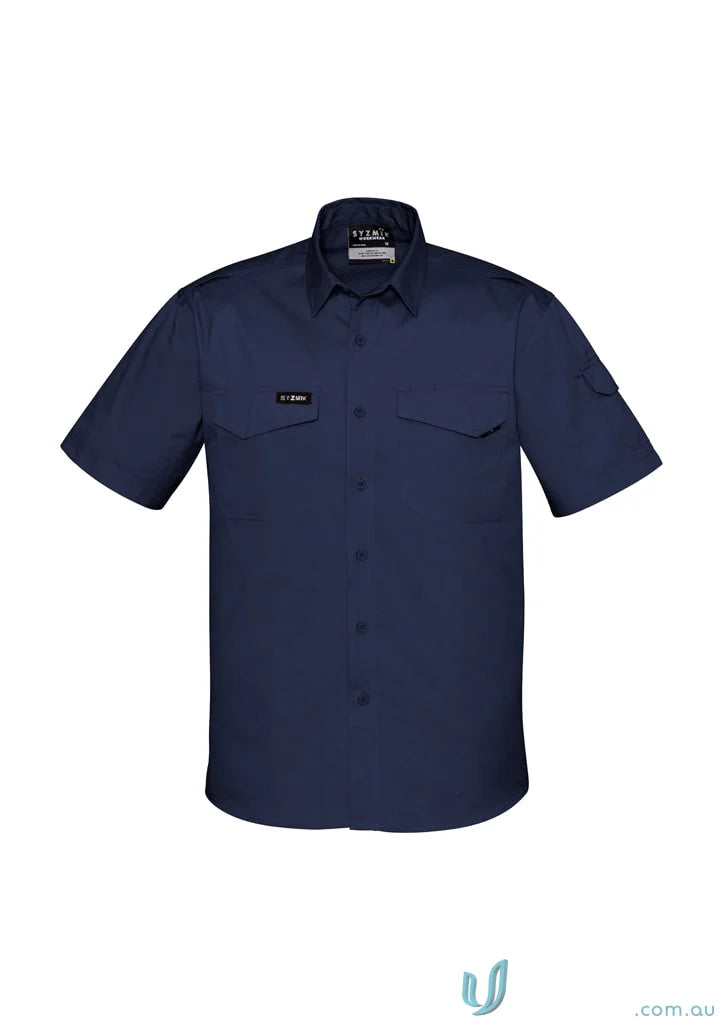 Navy blue Syzmik Men’s Rugged Cooling Short Sleeve Shirt ZW405 for rugged workwear