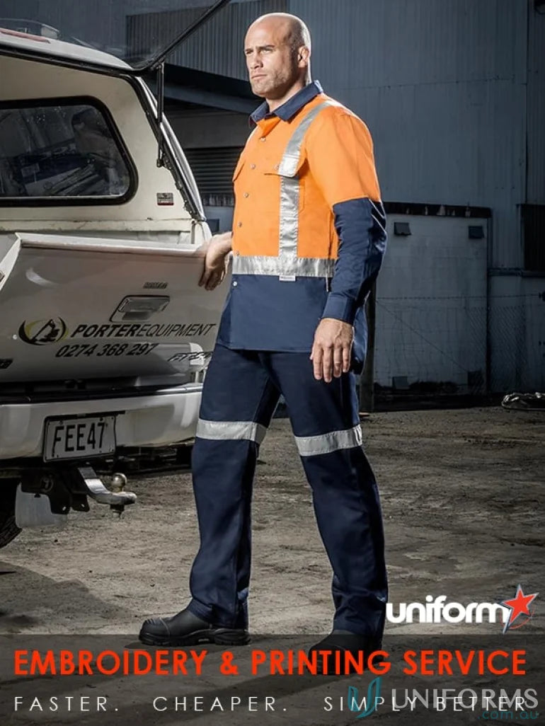 Man in workwear wearing Syzmik Mens Taped Utility Pant zw004, durable taped utility pant