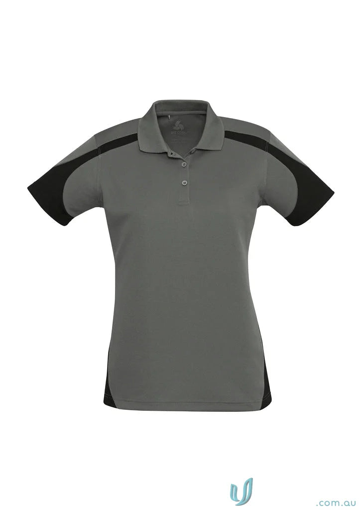 Gray and black short-sleeved Talon Polo from Biz Cool Collection Talon
