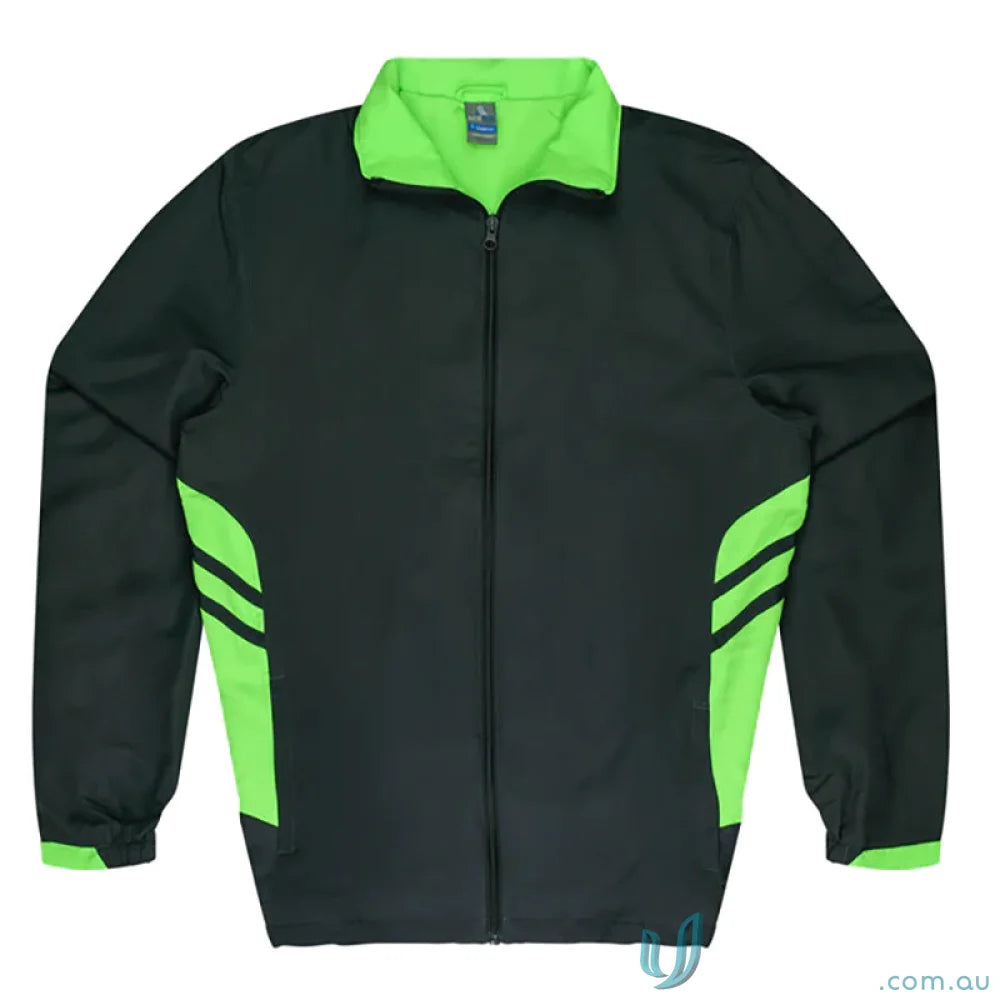 Black and green Tasman Mens Tracktops perfect for casual uniforms or stylish workwear