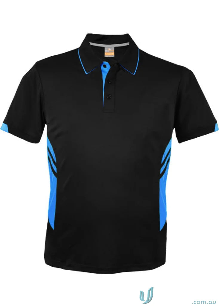 Black Thames dark polo shirt with vibrant blue accents perfect for stylish workwear and work uniforms