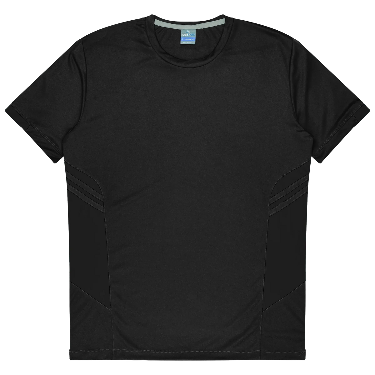 Thames Dark Tee black athletic shirt with gray side panels for workwear
