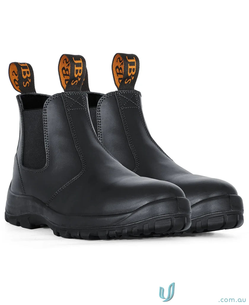 Pair of black elastic sided work boots from Traditional Soft Toe Elastic Sided Boot collection for uniforms and workwear