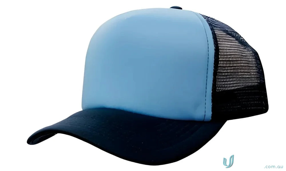 Blue and black trucker hat from Truckers Mesh Cap, perfect for uniforms and workwear