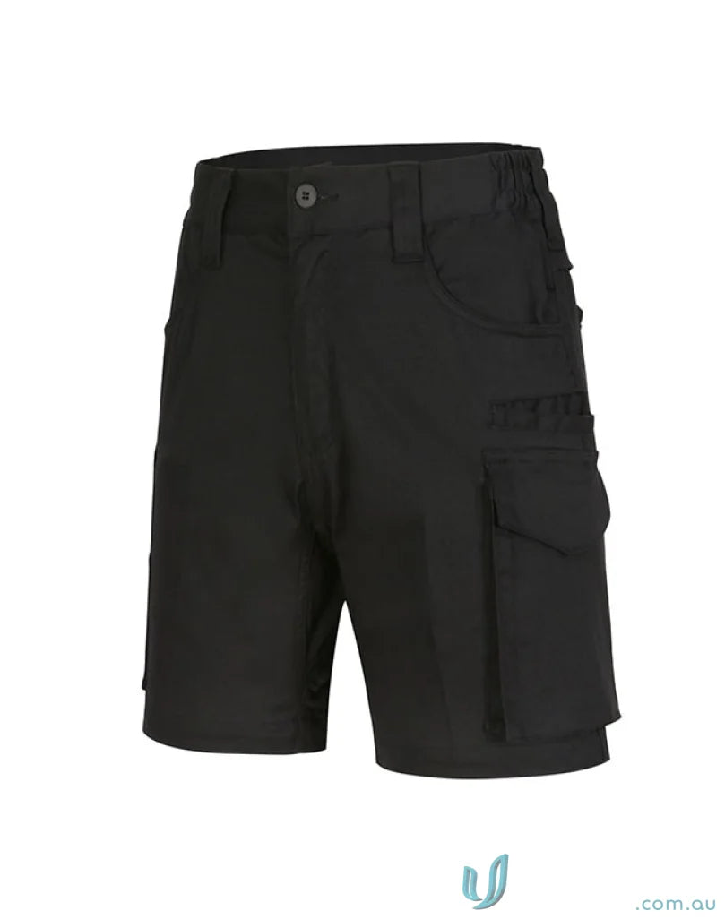 Black unisex cotton stretch rip stop work shorts for durability and comfort WP27 Unisex Cotton