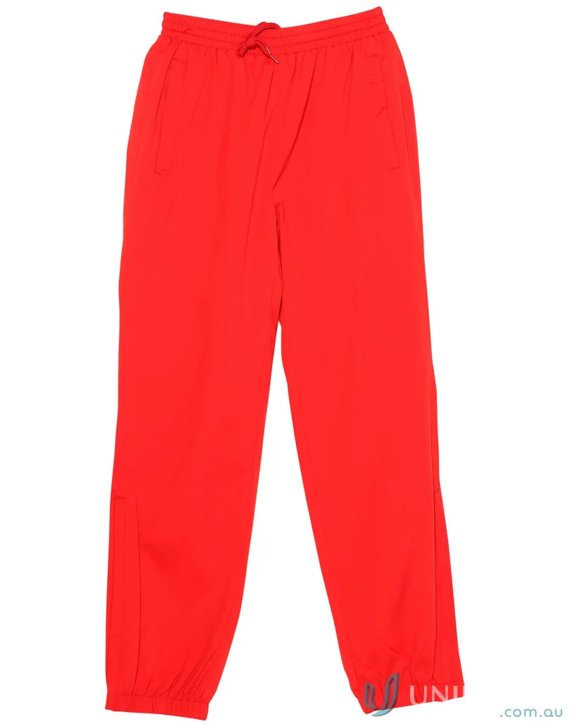 Red drawstring sweatpants with zip-up leg openings from Winning Spirit Kids Legend Warm Up Pants