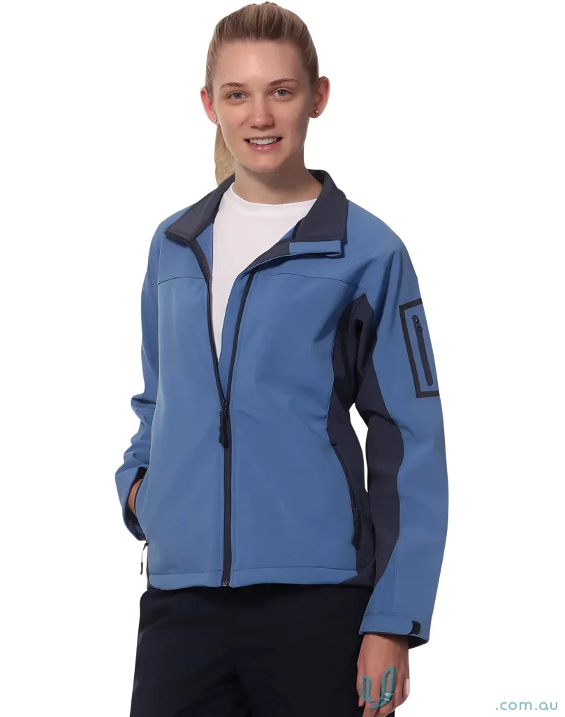 Blue and gray Winning Spirit Ladies Whistler Softshell Jacket for women outdoors