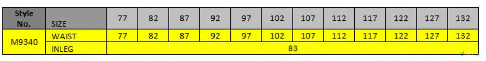 Clothing size chart for Winning Spirit Mens Flexi Waist Stretch Pants with waist stretch fit